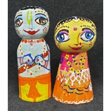 Radha-Syamasundara Wooden Peg Dolls